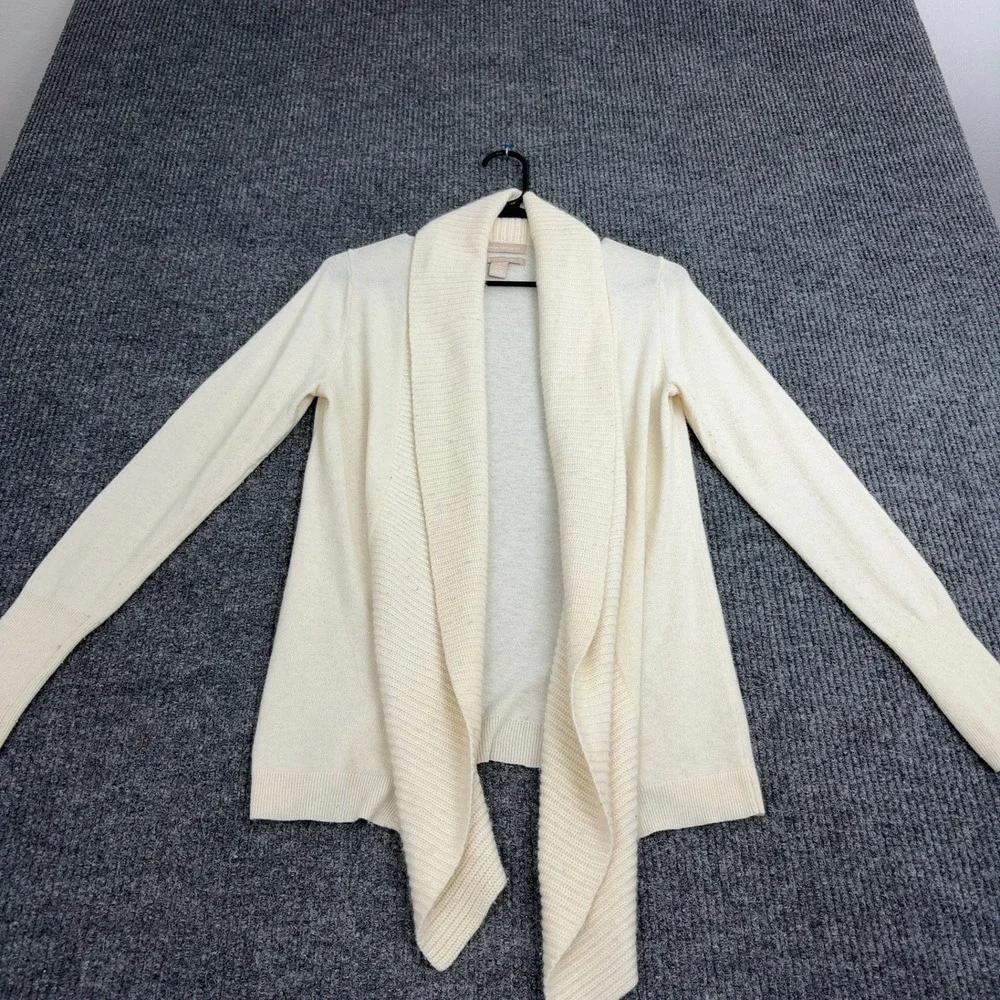 Banana Republic Cardigan Womens‎ S Snow White Wool Cashmere Open Front Draped